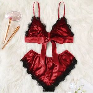 Two piece satin sleepwear